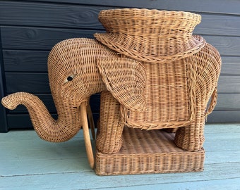 Elephant Rattan Wicker Side Table