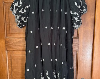 lady noiz dresses Vintage Babydoll Dress Black White Floral Lace Crochet Goth XL High Quality mix metal