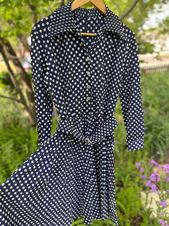 Vintage Polka-Dot Dress, Belted
