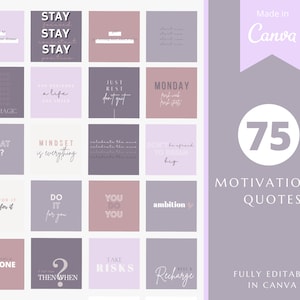 75 Instagram Quote Templates - Social Media Quotes - Motivational Quotes - Purple Instagram Templates - Canva - Inspirational Quotes