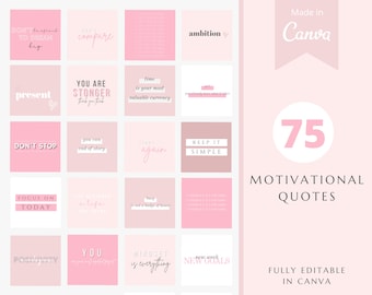 75 Instagram Quote Templates - Social Media Quotes - Motivational Quotes - Pink Instagram Templates - Canva - Blogger - Inspirational Quotes
