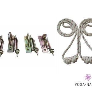 Iyengar Yoga Wall Ropes (Set of 4 ropes-2 long 2 small + hook set of 4, Pune Yoga Ropes, Ropes for yoga, therapeutic yoga, Gift for her