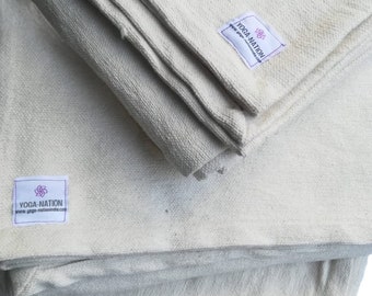 Iyengar Yoga Blanket (set of 4), Handwoven yoga blanket, Unbleached yoga blanket, yoga blankets thick, yoga props, Pune yoga blankets.