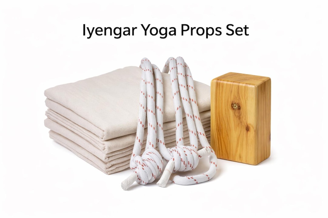 Hand Props Ropes Essential Iyengar Yoga Props Set – Blanket, Rope, and Wooden Block for ...