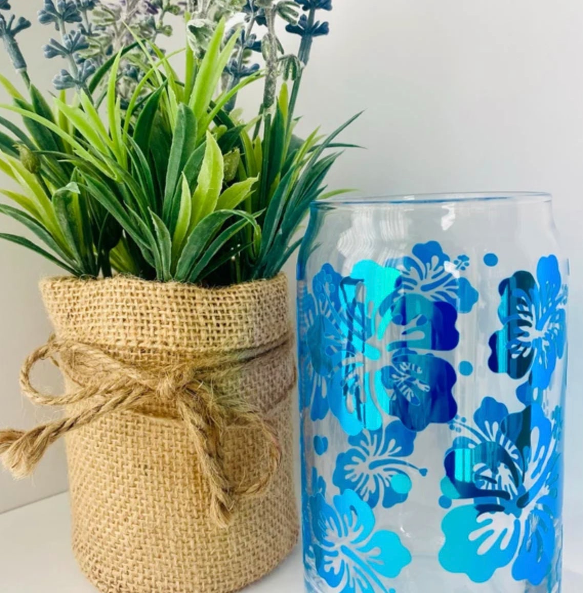 Flower Full Wrap for Libbey Glass Shaped 16 OZ Can Glass Svg | Libbey ...