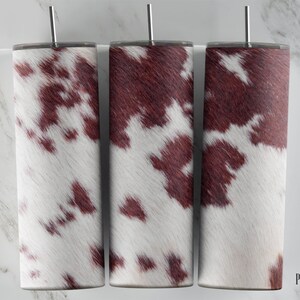 20 Oz Skinny tumbler sublimation design of realistic Cow Print Animal Design  | PNG File Digital Download For Straight And Tapered Tumbler.