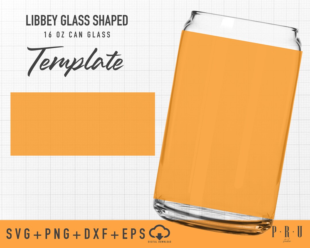 Libbey Glass Shaped 16 OZ Can Glass Template | Libbey Glass Svg | Can ...
