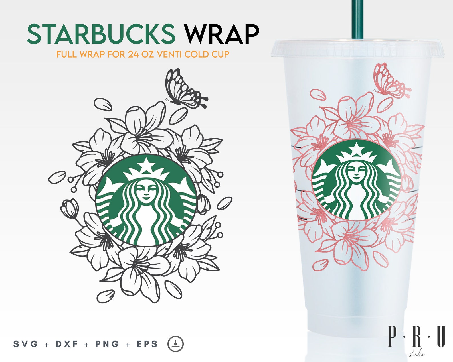 Download Floral and butterfly starbucks svg Starbucks cup svg | Etsy