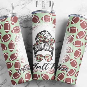 Football mom leather for 20 Oz Skinny tumbler sublimation design PNG File | Digital Download For Straight And Tapered Tumbler.