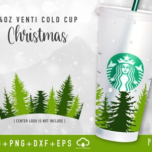 Merry Christmas tree 24oz venti cold cup  svg | cold cup svg | Christmas  svg | New year wrap svg | Christmas gift Digital download.