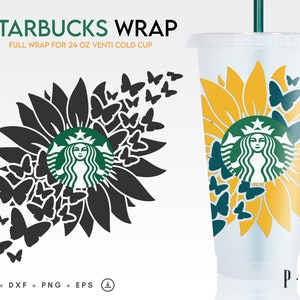Girassol Borboleta starbucks cup svg | Copo Starbucks svg | copo starbucks fofo svg | copo starbucks de girassol svg | download digital.