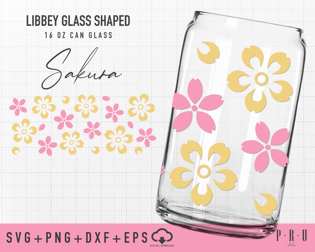 Sakura Full Wrap for Libbey Glass Shaped 16 OZ Can Glass Svg | Libbey ...