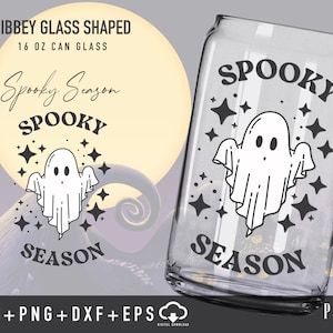 Spooky Season Libbey Glass Shaped 16 OZ Can glass svg | Libbey Glass Svg | Can Glass Svg | Halloween svg | Ghost Can Glass Digital download.
