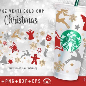 Merry Christmas 24oz venti cold cup  svg | cold cup svg | Christmas  svg |New year wrap svg | Christmas gift Digital download.