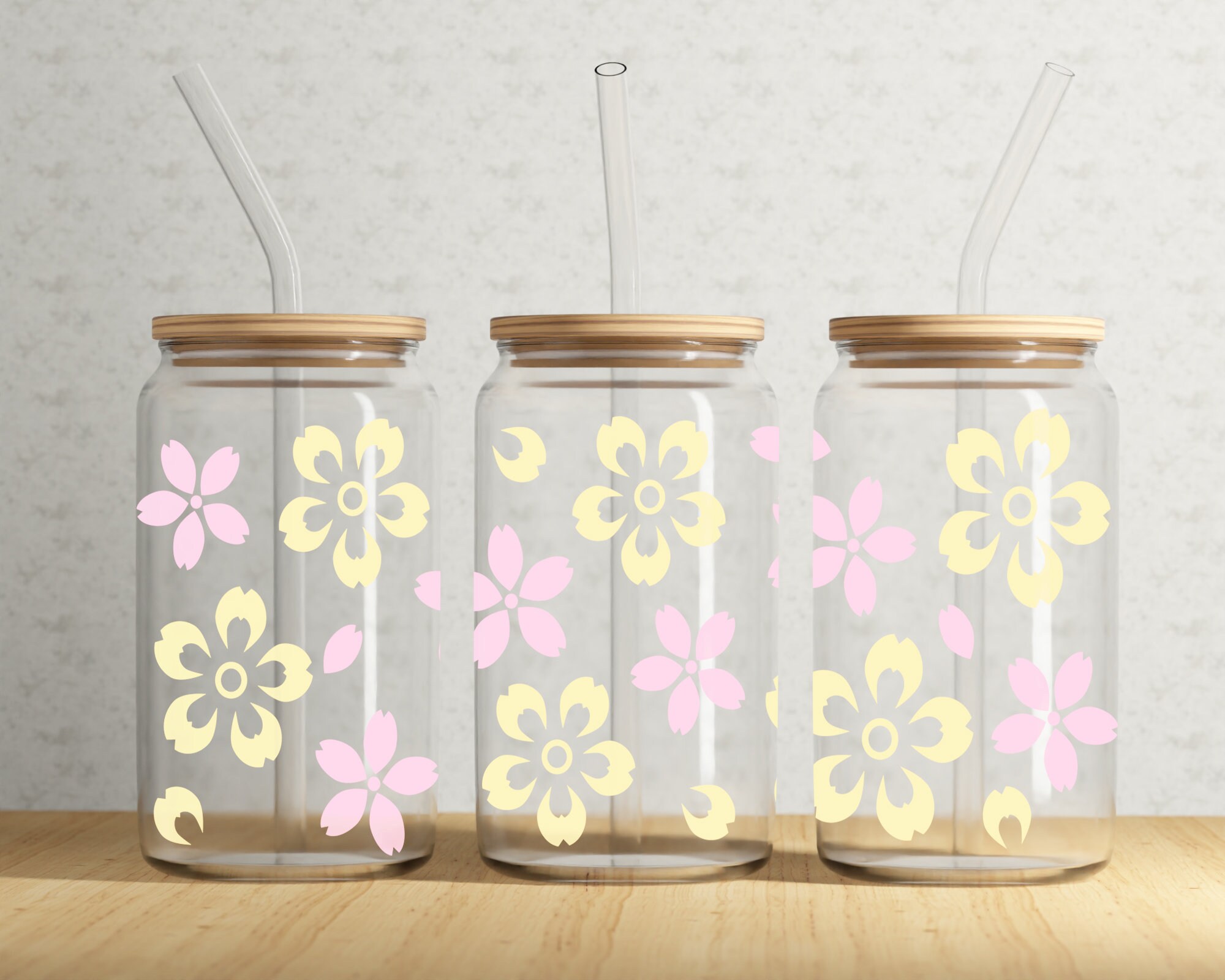 Sakura Full Wrap for Libbey Glass Shaped 16 OZ Can Glass Svg | Libbey ...