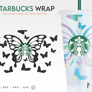 Butterfly starbucks cup svg | Starbucks cup svg | cute starbucks cup svg | butterfly full wrap svg | butterfly cup svg digital download.