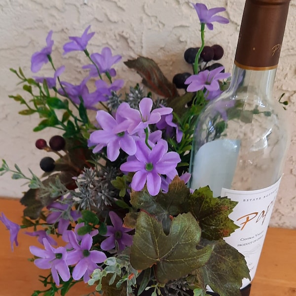 Wine Bottle Floral Arrangement Etsy