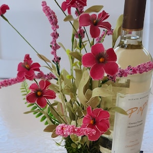 Wine Bottle Floral Bouquet Decoration for Mother&#39;s Day Gift, Hostess Gift for Wine Lover, Gift for Her,Wine Lover Floral Gift,Bottle Bouquet