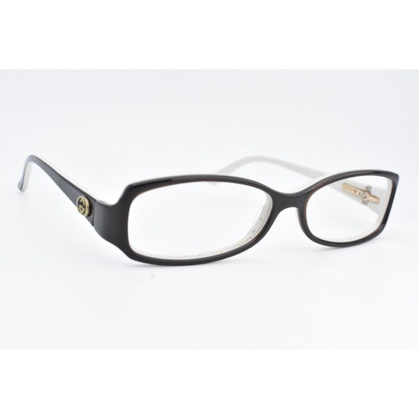 Gucci Eyeglasses Frame Black/White Women Oval Dsigner Italy 53-14 130 #4929