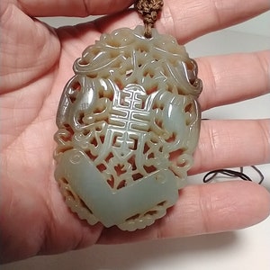 Chinese White Jade Pendant Longevity