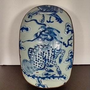 Vintage Chinese Porcelain Metal Box Qilin Design