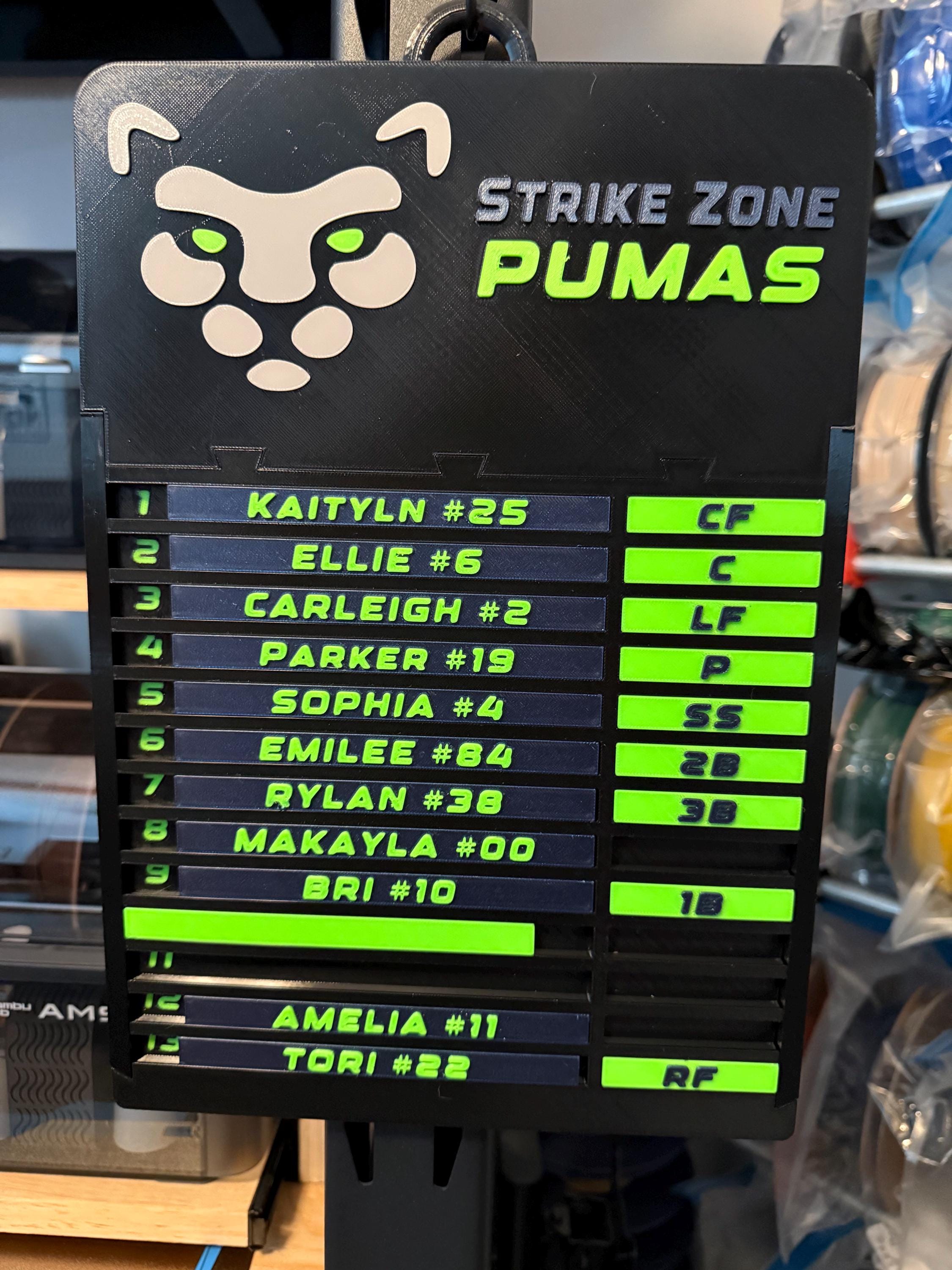 Customizable 3D Printed Softball & Baseball Lineup Board - Personalized ...