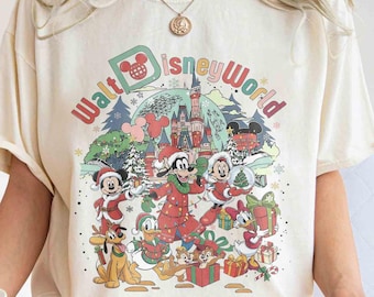 Retro Walt Disney World Christmas Family Shirts, Mickey And Friends Christmas Matching Tee, Magic Kingdom Shirt, Disneyworld Christmas Shirt