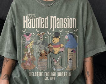 Retro Disney Haunted Mansion Shirt, Winnie The Pooh Halloween Shirt, Welcome Foolish Mortals Tee, Disney Halloween Family 2026 Trip Tees