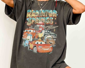 Retro Comfort Colors Radiator Springs Cars Movie Shirt, Lightning McQueen Shirt, Cars Movie Disney Shirt, Disney Family Trip Shirt