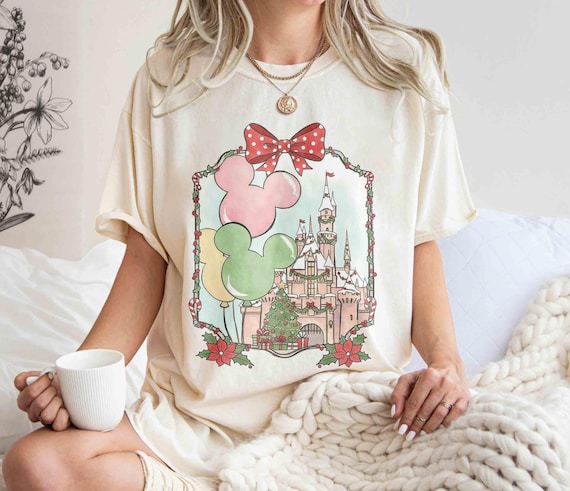 Retro Magical Castle Christmas Shirt, Walt Disney World Shirt, Magic Kingdom Shirt, Disney Vacation Shirt, Disneyworld Balloons Xmas Shirt