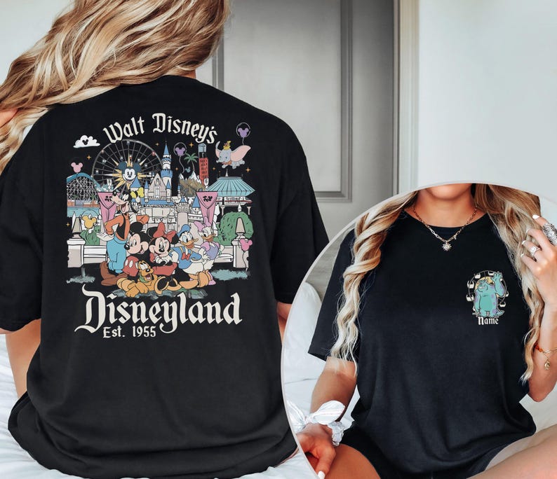 Custom Disneyland Est.1955 Shirt, Custom Name Disney Shirt, Mickey And Friends Tee, Family Disney Trip Shirt, Disney Matching Shirt image 1
