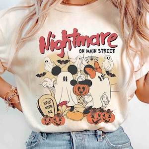Retro Mickey Minnie Nightmare Shirt, Mickey&#39;s Not So Scary Party Shirt, Nightmare On The Main Street, Mickey Ghost Shirt, Halloween Gift