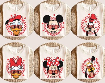 Disney Valentine’s Day Mickey Co Character Shirt, Mickey Minnie Donald Daisy Goofy Pluto Love Tee, Disney Couple Shirt, Disney Valentine Tee