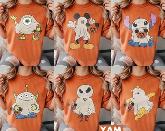 Camiseta de Halloween personalizada con personajes de Disney, camiseta de Mickey Fantasma, fiesta de Halloween de Mickey no tan aterrador, camiseta de viaje de Halloween de Disney