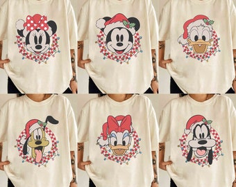 Retro Mickey and Friends Checkered Christmas Shirt, Very Merry Christmas Shirt, Disney Christmas Shirt, Christmas Gift, Christmas Family Tee