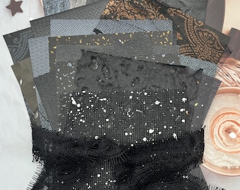 Black Texture Paper Pack: Cardstock Scrapbook Collage Supplies