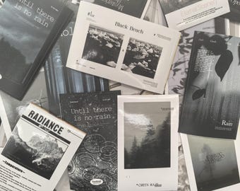 Aesthetic Vinyl stickers Set, Scenery, Black and White Stickers for Journaling, Junk Journal, Scrapbook, Gift Wrapping and Goodie Bags