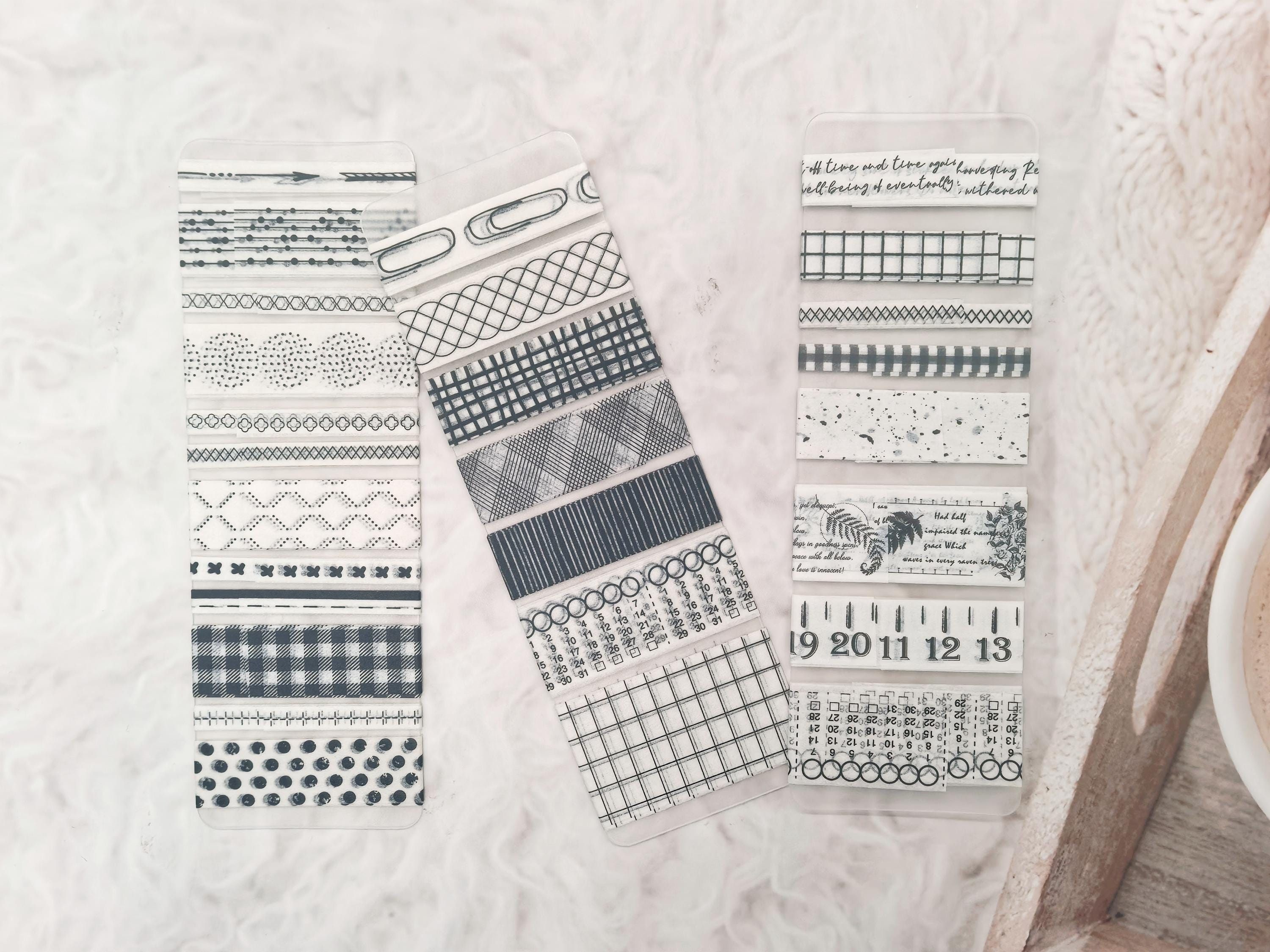 Black and White Washi Tape Sampler Board, Journal Supplies, Art Collage ...
