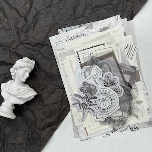 Kit éphémères de journal noir et blanc, 25/50/100 pièces, matériaux de scrapbooking, autocollants, mémos, notes pour la tenue d'un journal, journal indésirable, collage artistique