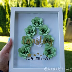 8x10 Letter Paper Shadowbox | Handmade | Nursery | Child | Baby | Baby Shower | Gift | Mom to be | Roses | Personalized | Birthday | Rustic