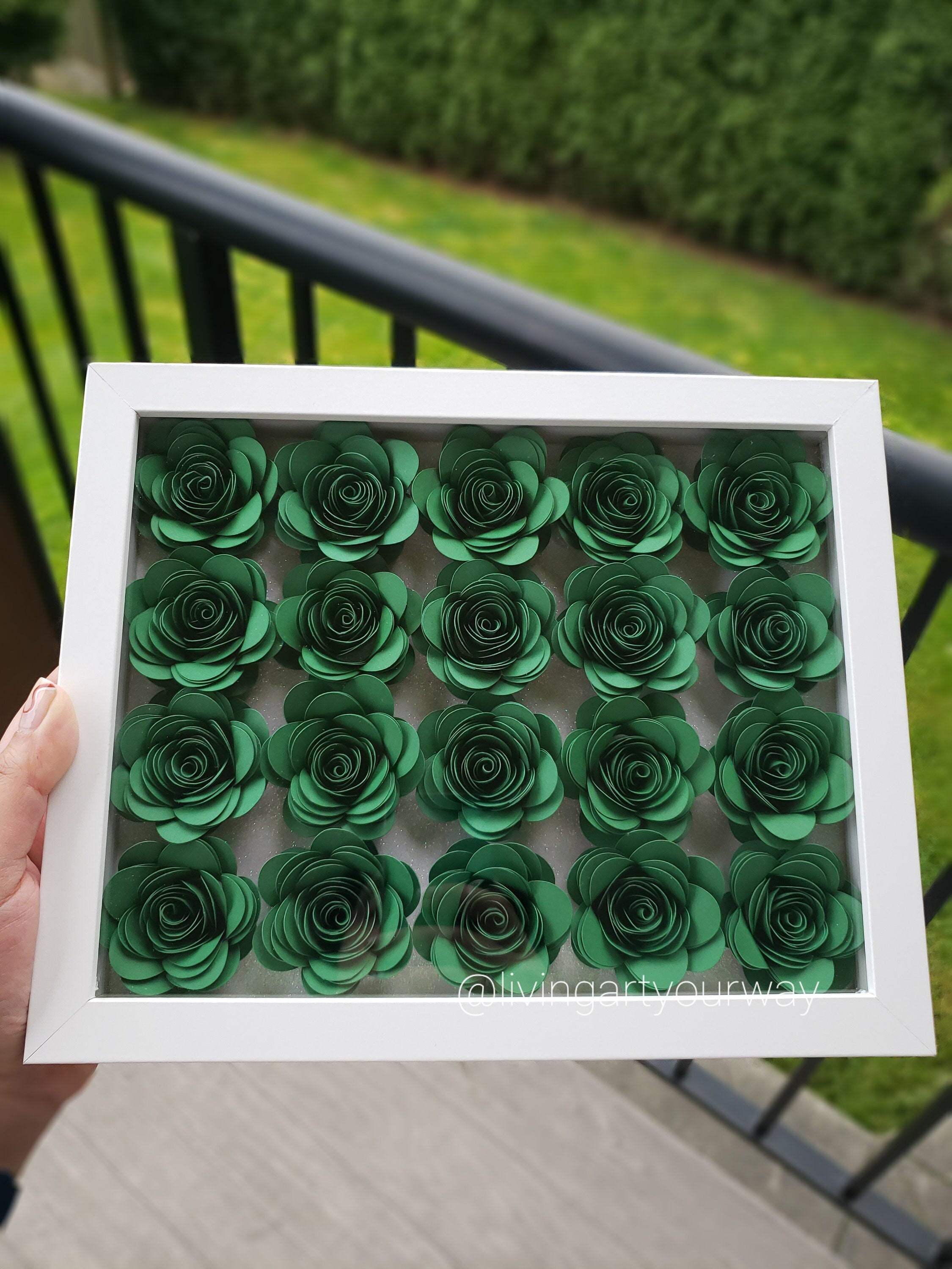 8x10 Paper Rose Shadow Box Customized Flower Box Etsy