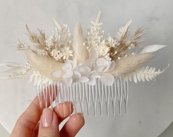 Wedding bridal hair piece: dried flower hair comb, hair flowers, boho hair accessories, flower hair pins, groom gift from bride, headpiece