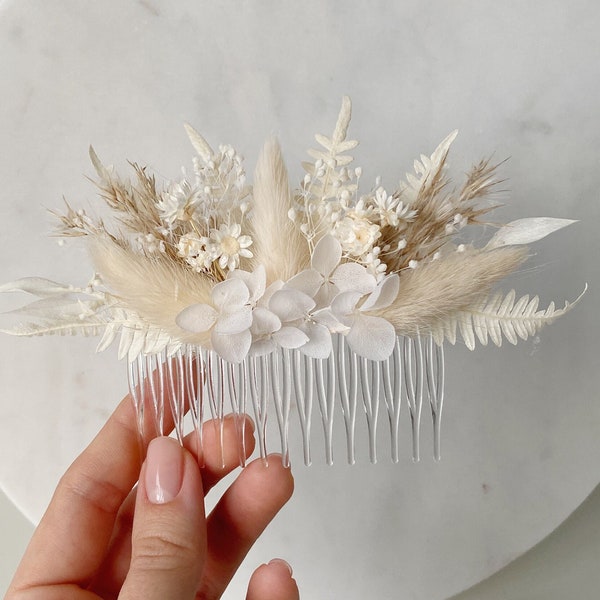 Wedding bridal hair piece: dried flower hair comb, hair flowers, boho hair accessories, flower hair pins, groom gift from bride, headpiece