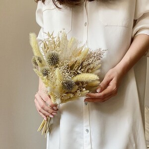 Boho Bridal Bouquet ivory dried flowers wedding bouquet dry flowers bridesmaids white dried bouquet
