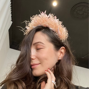 Dried baby&#39;s breath floral crown for wedding boho flower wreath bridal hair accessories pink dried flowers fairy crown