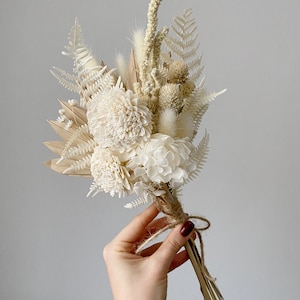 Dried preserved bouquet, wooden flower bouquet, white flowers for the interior, gift for her, small dried flower bunches, home dried bouquet