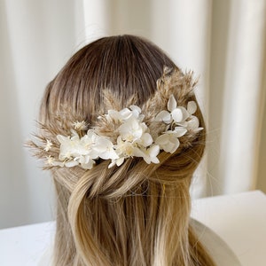 bridal hair pins boho wedding bride accessories for bridesmaids flower clip white beige brown piece comb dried flowers