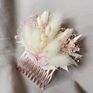 Boho Dried Flower Comb Pink Bridal Hair Comb Bridesmaids Comb Bride Dry Flower Wedding Hair Clip Pink Accessory