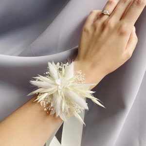 Bridesmaid bracelet natural dried flowers white for bridesmaids and bride wrist corsage for wedding bridesmaid gift boho wedding accessories image 8