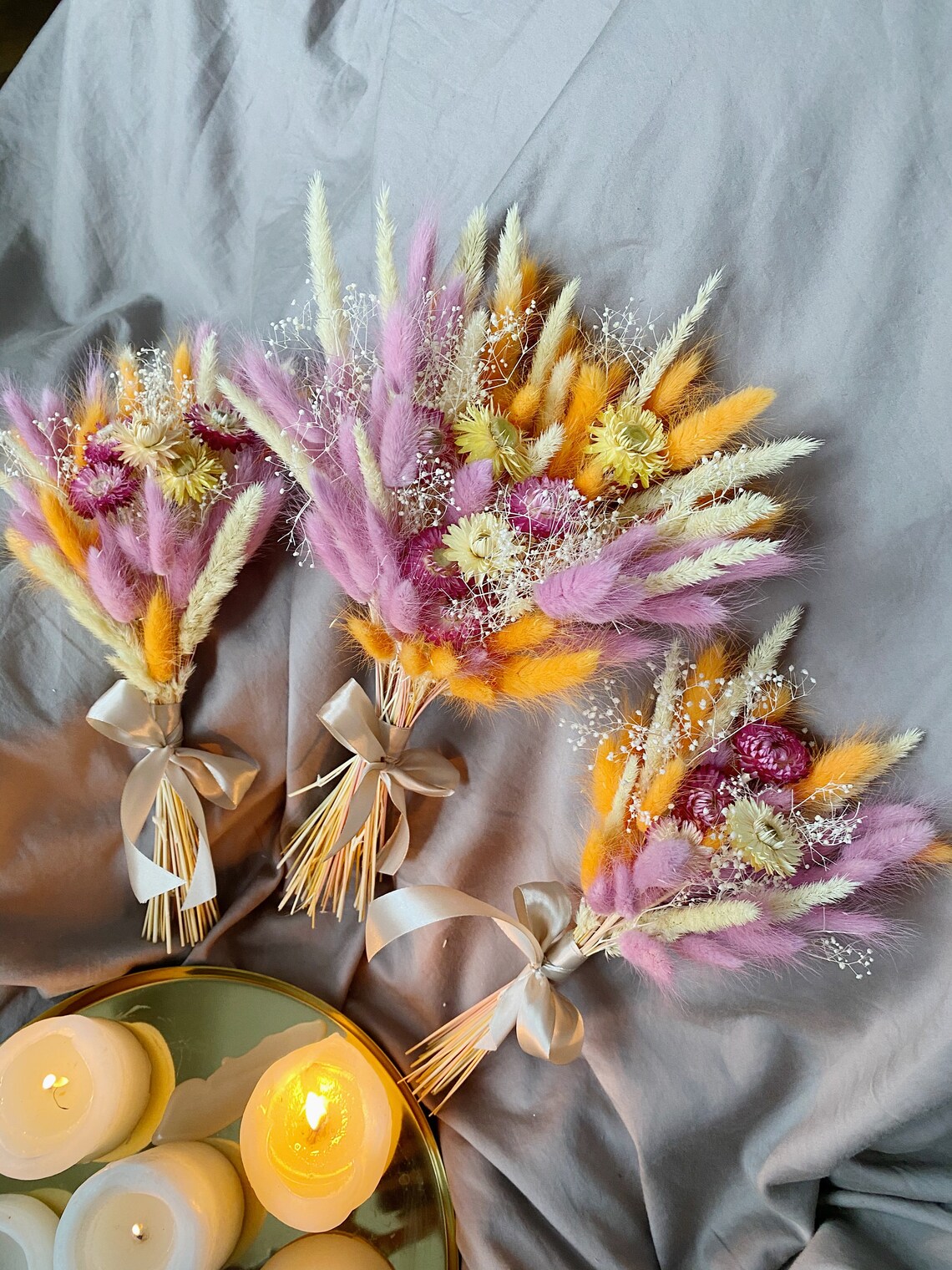 Mini Dried Flowers Bouquet Bunny Tails Fall Wedding Bouquet Etsy